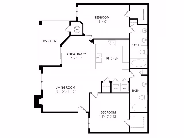2 Beds • 2 Bath 2130 floor plan